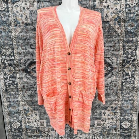Torrid Boyfriend Cardigan Sweater Size 4X Spacedye Pink Marled Long - Picture 1 of 11